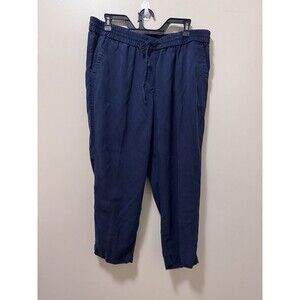 Talbots Pants 14p Bristol Crop Pant Tencel Wide Leg Resort Beach Lagenlook Navy